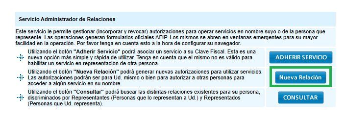 Botón Nueva Relación