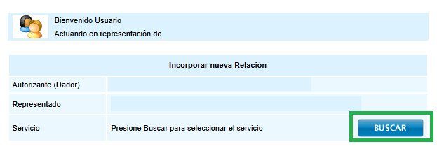 Fila Servicio con el botón Buscar