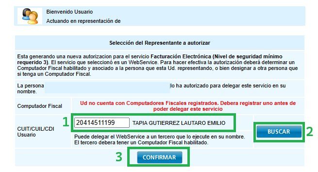 Formulario para ingresar el CUIT del representante