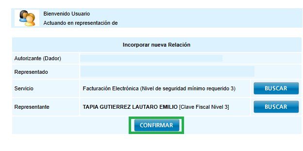 Confirmación de la relación con el representante