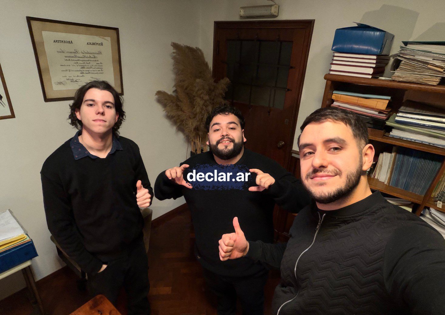Thiago Nicolás Sanchez, Lautaro Tapia y Juan Manuel Pacheco, fundadores de declar.ar